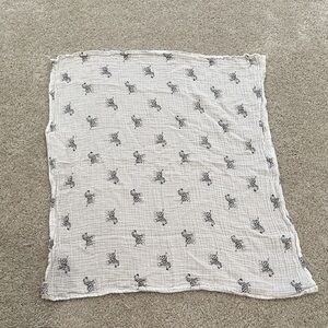 White Baby Blanket with Zebra Print